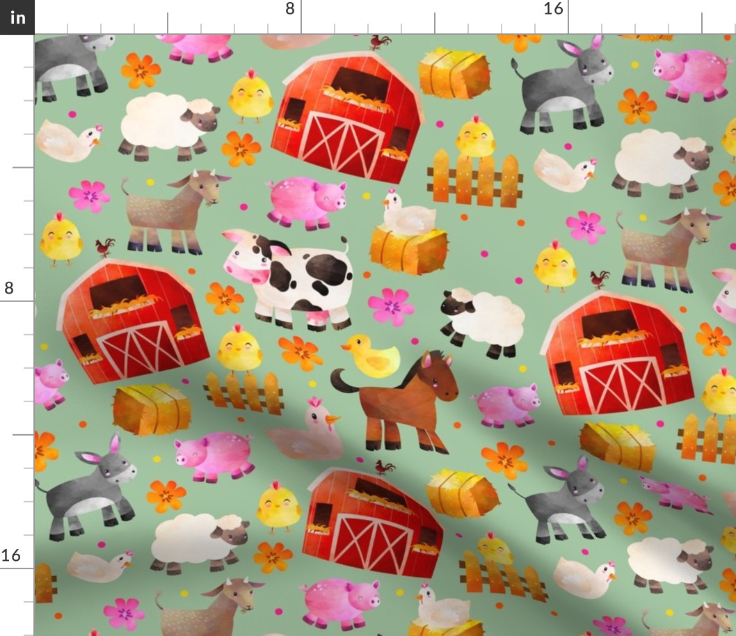Large Scale Farm Animals on Spring Green