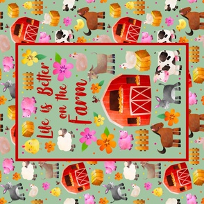 Large Panel for 54" Wide Fabric - Life is Better on the Farm - Minky Blanket or Fabric Wall Art