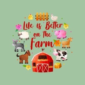 Life Is Better on the Farm 8x8 Square Swatch fits 6" Hoop for Embroidery or Wall Art - DIY Pattern Kit Template