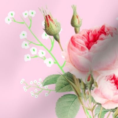 Pink roses,floral pattern 