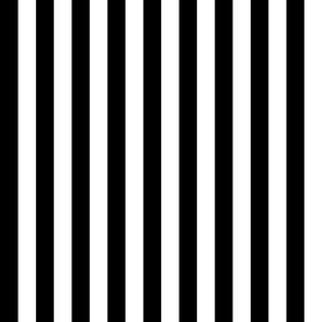 Black and white one inch stripes - vertical