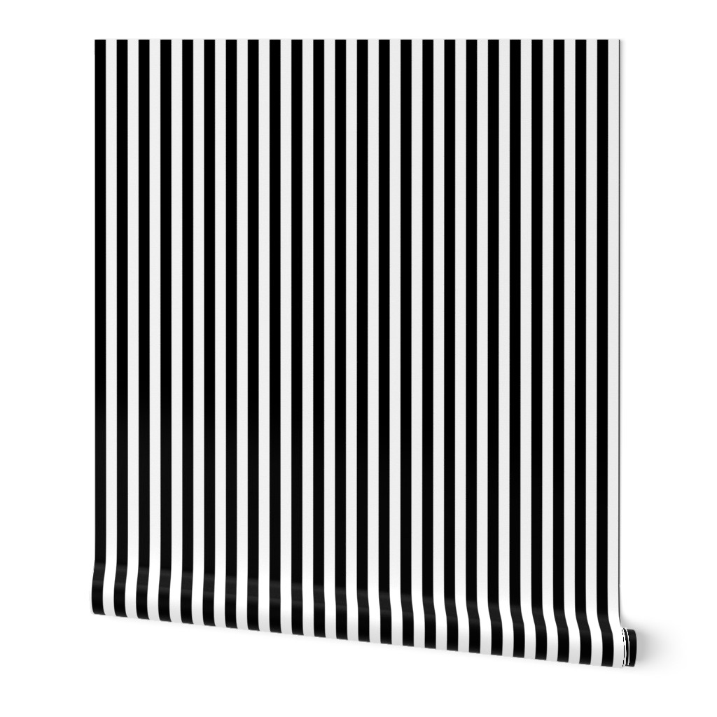 Black and white half inch stripes - vertical