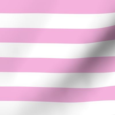 Pink and white one inch stripes - horizontal