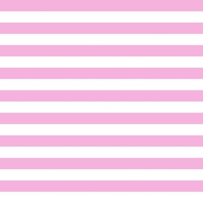 Pink and white one inch stripes - horizontal