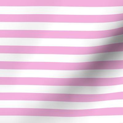 Pink and white half inch stripes - horizontal