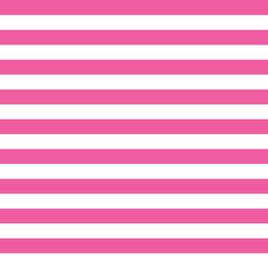 Deep pink and white one inch stripes - horizontal