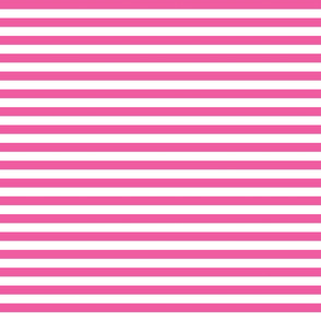 Deep pink and white half inch stripes - horizontal