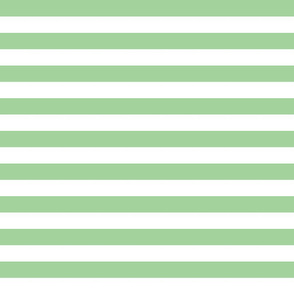 Green and white one inch stripes - horizontal