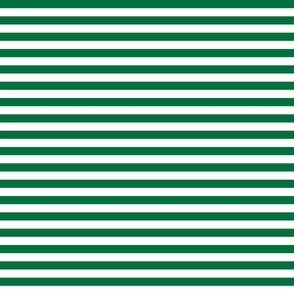 Deep green and white half inch stripes - horizontal