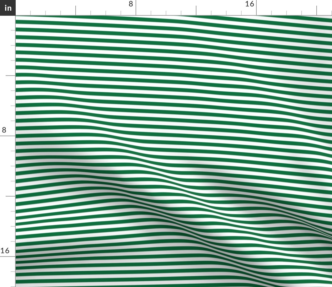 Deep green and white quarter inch stripes - horizontal
