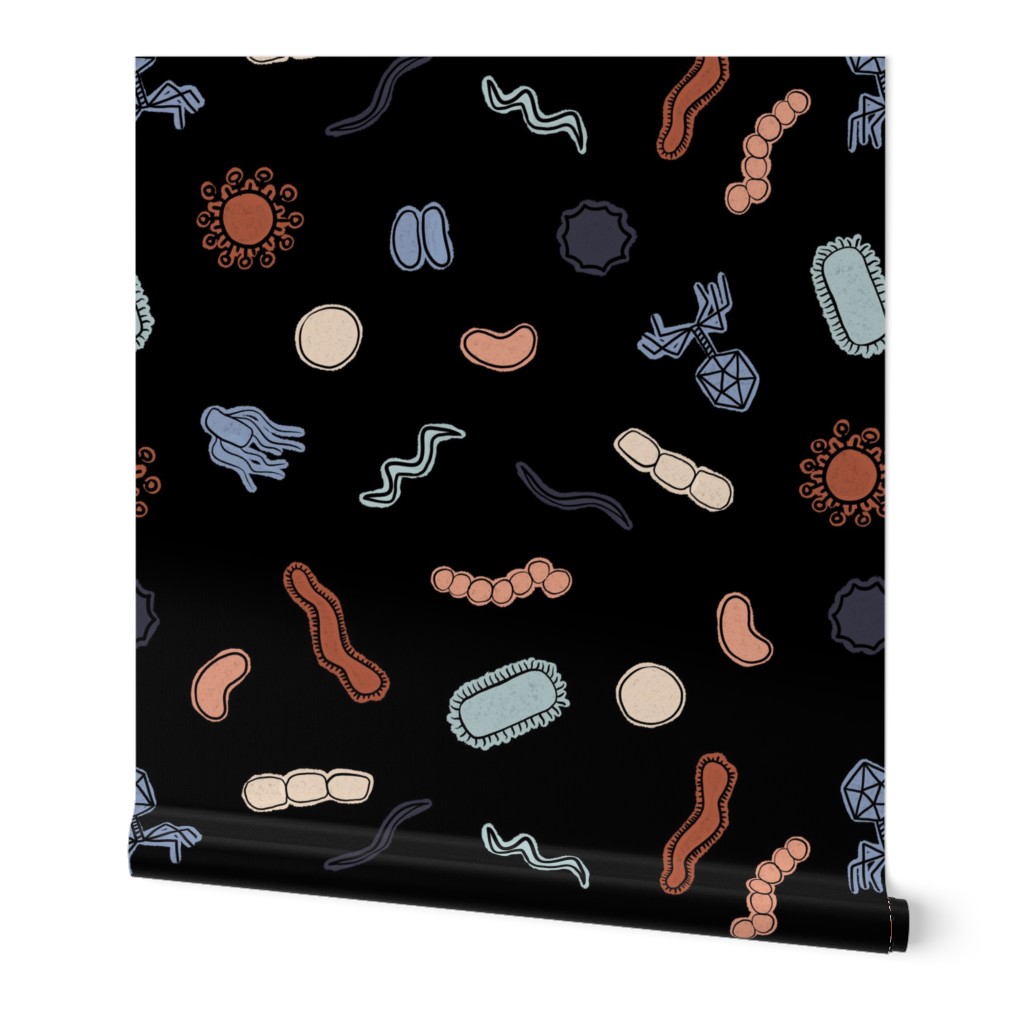 Vintage Microbiology - Black Outlines on Black - small scale