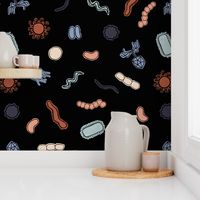 Vintage Microbiology - Black Outlines on Black - small scale