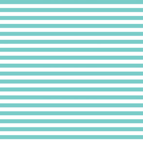 Turquoise and white half inch stripes - horizontal