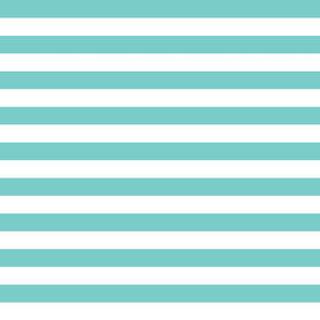 Turquoise and white one inch stripes - horizontal
