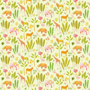 Jungle Animals on Light Green