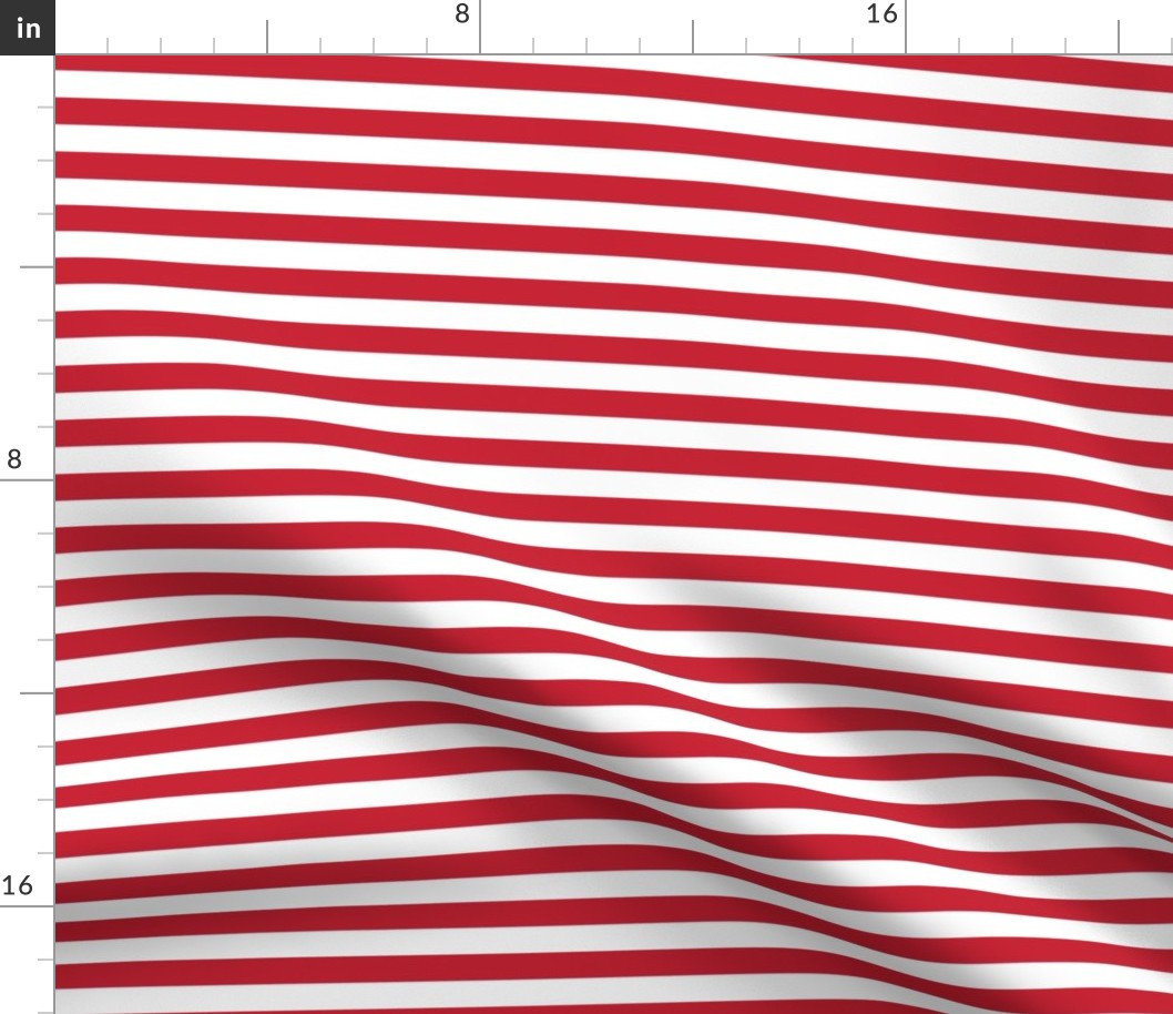 Red and white half inch stripes - horizontal