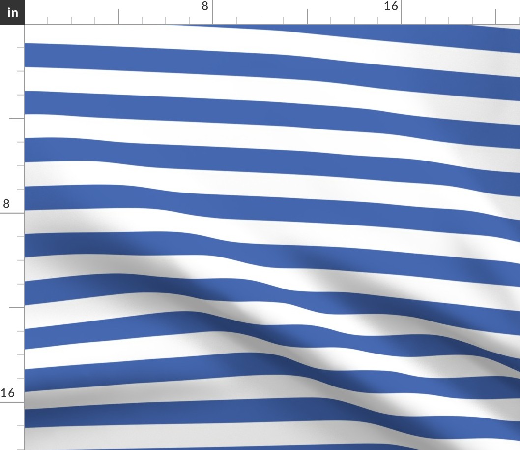 Royal blue and white one inch stripes - horizontal