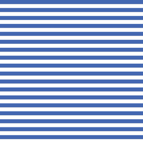 Royal blue and white half inch stripes - horizontal