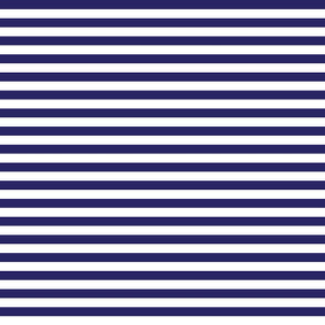 Navy blue and white half inch stripes - horizontal