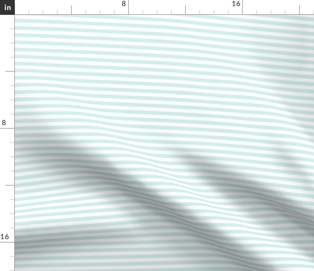 Mint and white quarter inch stripes - horizontal
