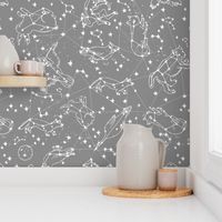 LARGE constellations // medium grey animal constellation fabric best andrea lauren fabric