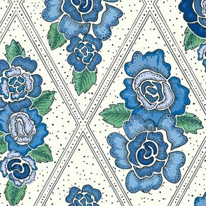 cottage roses diamond - blue
