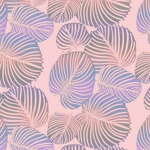 Lush tropical leaves - pastel