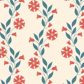 Folky Vines Offwhite-Red by DEINKI (Medium Scale)