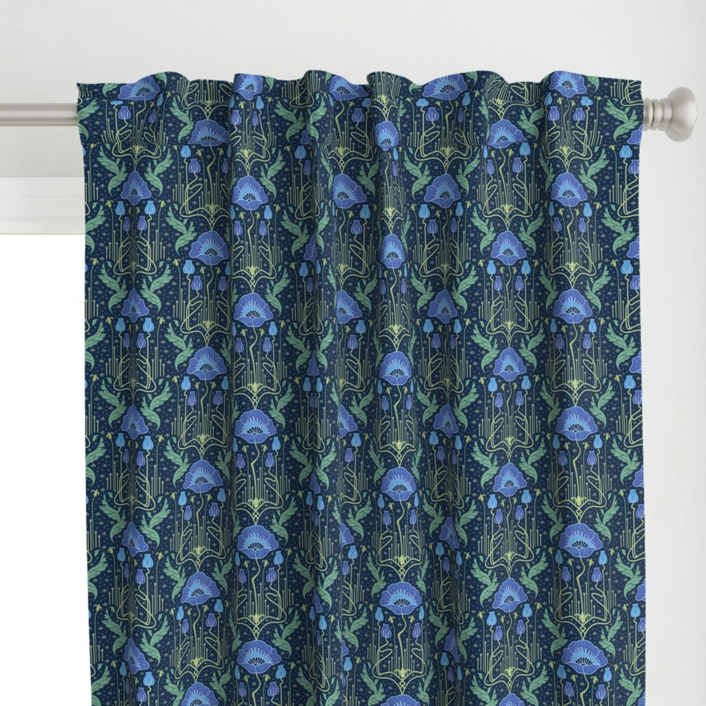 small size - art nouveau poppy blue 