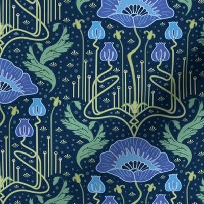 small size - art nouveau poppy blue 