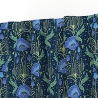 small size - art nouveau poppy blue 