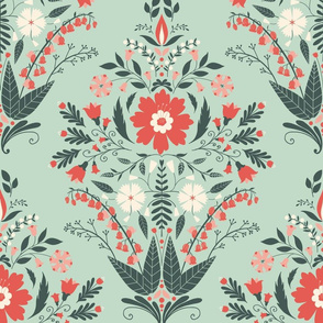 Folk Damask Mint by DEINKI (Big Scale)