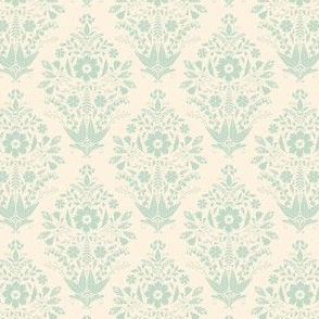 Monochrome Damask Mint by DEINKI (Small Scale)