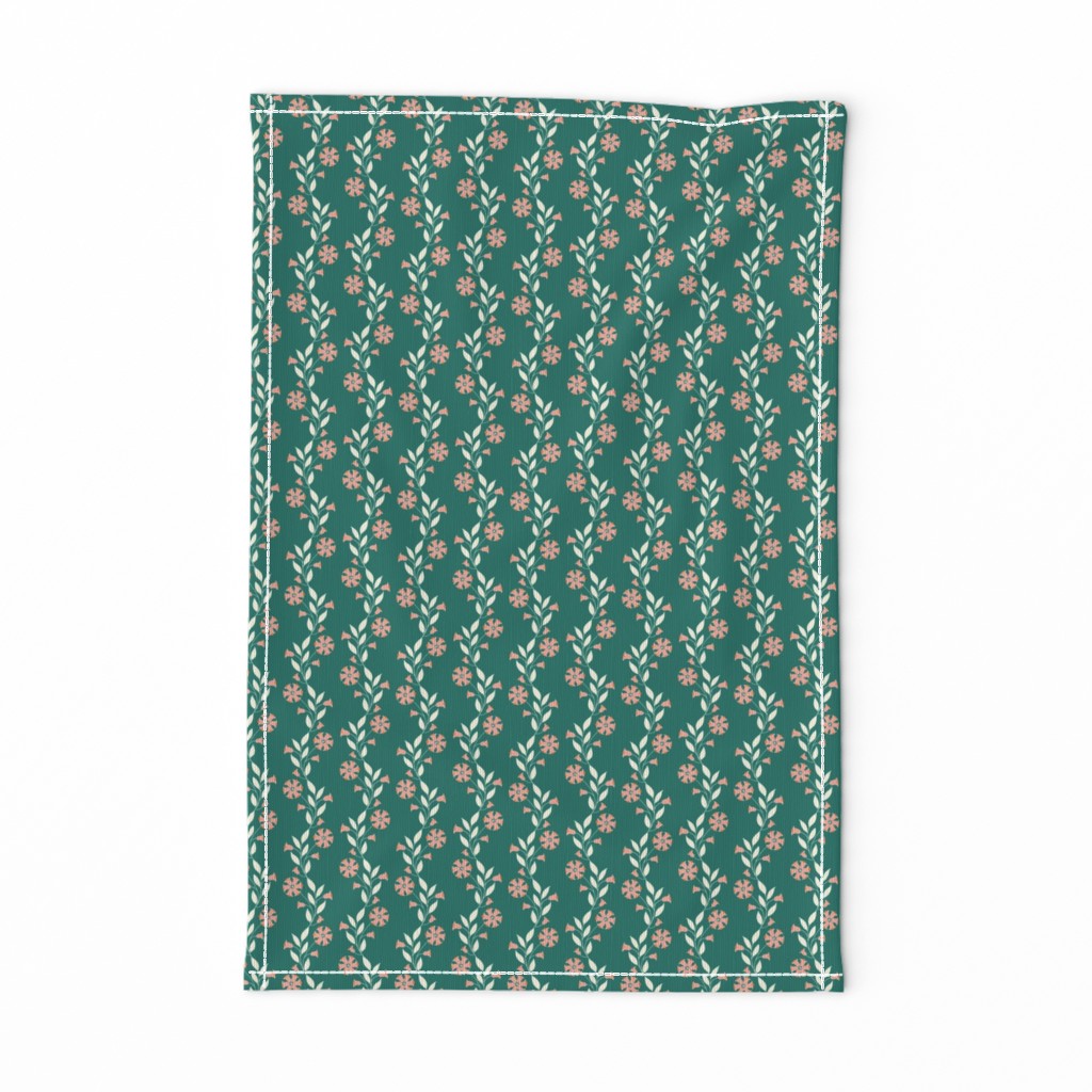 Folky Vines Teal by DEINKI (Small Scale)