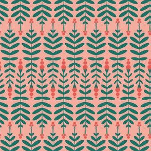 Folk Leaves Pink-Teal by DEINKI (Medium scale)