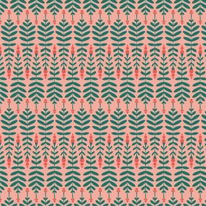 Folk Leaves Pink-Teal by DEINKI (Small scale)