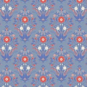 Folk Damask Blue by DEINKI (Small Scale)