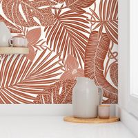 Moody tropical terracotta shades on white 