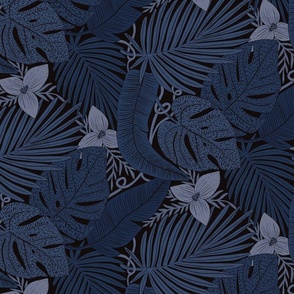 Moody tropical black and blue shades 