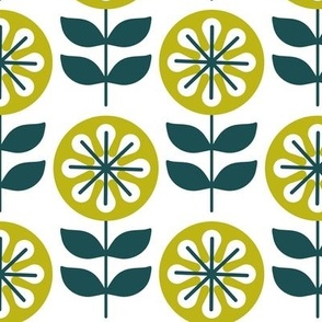Pattern 0082A - green retro flowers