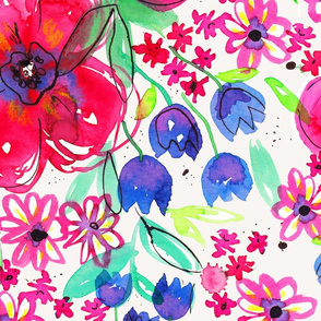 Watercolor funky floral design
