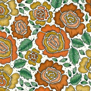 cottage roses - retro orange