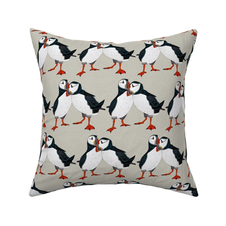 puffin pair warm grey