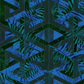 Night Jungle Illusion - blue green
