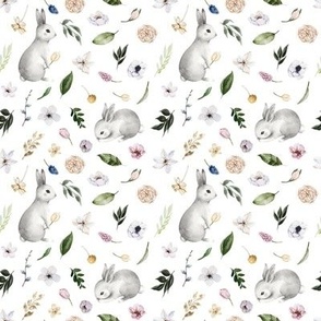 Small / Spring Bunnies / White