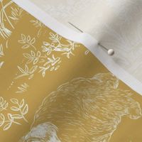 Country Dog Toile White on Mustard