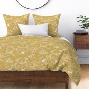 Country Dog Toile White on Mustard