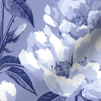 Honeysuckle Rose Damask - Light Blue