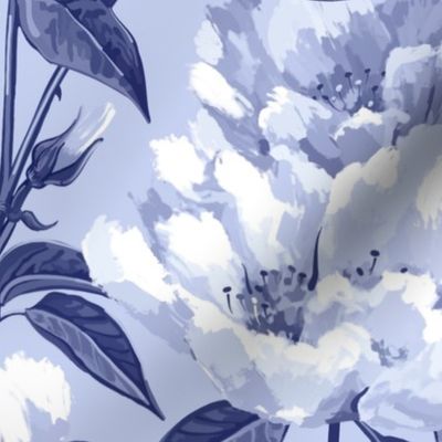 Honeysuckle Rose Damask | Pale Blue