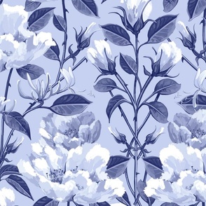 Honeysuckle Rose Damask | Pale Blue